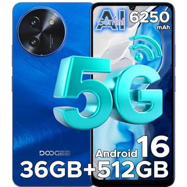 DOOGEE Note59 Pro+ 5G Smartphone Android 16,Smartphone 36Go RAM (12+24) + 512Go, 6.75" HD+ 120Hz &6250mAh,UNISOC T8200 Telephone Portable, Caméra 50MP 4K,Face + Finger ID/NFC/Widevine L1/OTG,Bleu