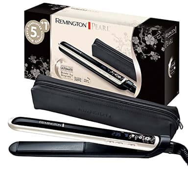 Remington Lisseur Cheveux [Ultra rapide & Glisse facile] Pearl (Céramique haute qualité avec éclats de perles, chaleur homogène, Écran LCD, 150-235°C, pochette) Fer à lisser S9501