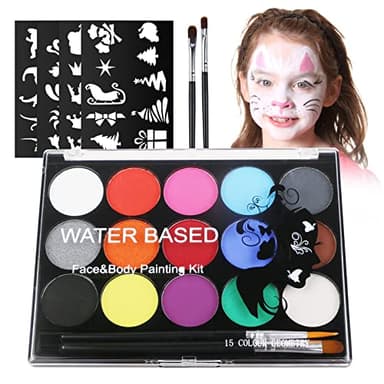 URAQT Peinture Corporelle pour Le Visage, Palette de Maquillage pour Enfants, 15 Couleurs Palette de Tatouage de Peinture à I'huile, Sûr, Non Toxique, Pour Halloween, Noël, Carnaval, Soirées à Thème