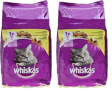 Whiskas - Croquettes +1 au Poulet pour Chat - 3,8Kg (l'emballage Peut Varier) (Lot de 2)