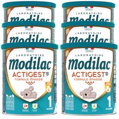 Modilac - Lait Infantile en Poudre Actigest Lf+1 - Fabriqué en France Sans Huile de Palme - 1er Age, de 0 à 6 Mois - Lot de 6x800g
