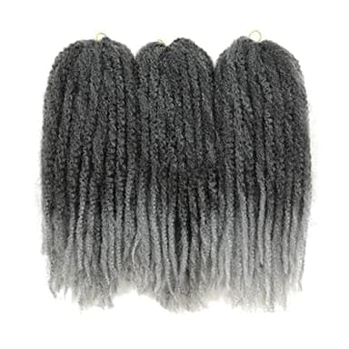 CLKE Lot de 3 Gris 18pouces Marley Hair Afro Kinky Kanekalon Hair Twist Synthétique Faux Locs Crochet Braids Meches-TGRAY