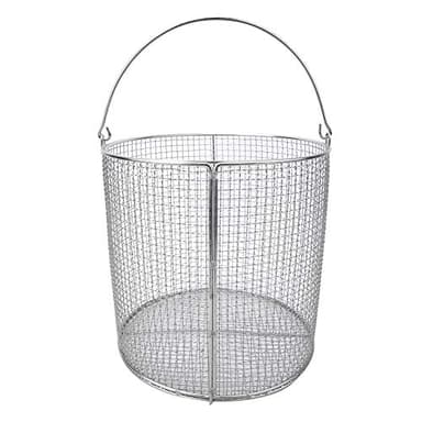 OEBUAFI Panier de Stérilisation pour Instruments, Plateau de Stérilisation de Laboratoire en Acier Inoxydable avec Poignée pour Autoclaves et Instruments Chirurgicaux (150 * 150 * 150mm rond)