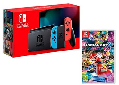 Nintendo Switch Console Rouge Néon/Bleu Néon 32Go [Nouveau modèle] + Mario Kart 8 Deluxe