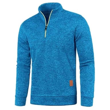 POIUIYQA Pull en micro-polaire pour homme avec demi-fermeture Éclair pour l'automne et l'hiver Sweats Homme Coton Knit Polaire Hiver Chaud Nouveau Slim Fit