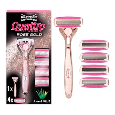 Wilkinson - Quattro For Women Rose Gold - Lames de rasoir pour femme - Pack de 5 lames + manche"
