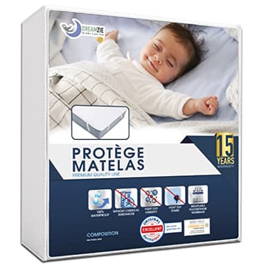 Dreamzie Protège Matelas 70x160 cm Imperméable Certifié Oeko TEX - Alese en Coton Respirant avec 4 Coins Elastiques