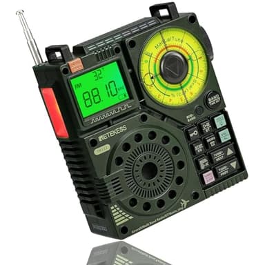 Retekess TR112 Portable Radio à Ondes Courtes,FM VHF MW SW WB AIR Radio,Alarme SOS Stéréo Basse,Télécommande Intelligente d'Application,MP3/TF,la Randonnée,Le Camping(Pas de SSB)