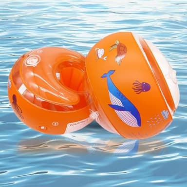Brassard Enfant,Brassard Enfant 2 3 4 5 6 Ans,Bio-TPU Brassard Bebe avec 3 Airbags Indépendants,Brassard Piscine pour Les Enfants de 2 à 6 Ans Pesant 10 à 30KG(Orange-Poisson)
