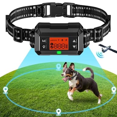 ClôTure Anti Fugue Chien Sans Fil GPS Pour Extérieur, Collier Anti Fugue Chien Sans Fil Pour Chien IPX7 Étanche, 1000m Système De Cloture éLectrique Pour Chien De La Nouvelle Puce De Signal GPS