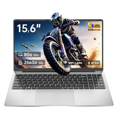 Ordinateur Portable 15,6" , 8 Go RAM, 256 Go SSD, Celeron N3450, PC Portable Étudiant FHD IPS avec Wi-Fi 5, Mini-HDMI, Bluetooth 5.0, Pavé Numérique – Idéal Pour La Maison, Les Études et Le Travail