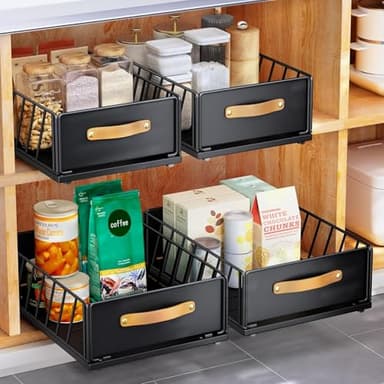 Tiroir Coulissant Cuisine, Organiseur D'armoire Coulissant Fixé Avec Un Nano Film Adhésif, étagères De Garde-Manger Coulissantes Robustes, 40 Profondeur x 25 Largeur x 16 Hauteur cm
