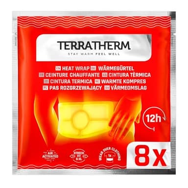 TerraTherm Ceinture chauffante - 12h de chaleur profonde bienfaisante - Taille S-XL, 3 ou 8 unités - activée par l’air, entièrement naturel - idéal pour le dos et le bas-ventre - 8 unités