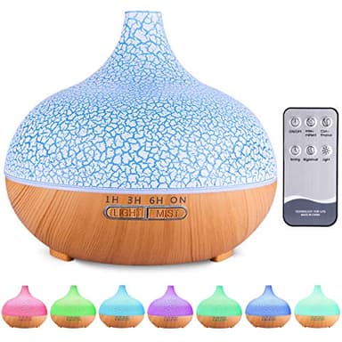 MUOIVG Diffuseur d'Huiles Essentielles,550ml Ultrasonique Humidificateur Diffuseur Aromathérapie Electrique avec Télécommande,7 Couleurs Lumières LED,Minuterie,Arrêt Automatique,Silencieux
