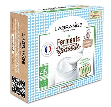 LAGRANGE, Ferment yaourt BIO, Nature, Fabrication française, 3 sachets de 12g chacun, 1 sachet de ferment pour 1.5L de lait, 385001