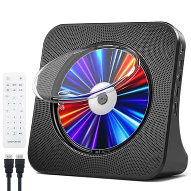 Gueray Lecteur CD Bluetooth Lecteur DVD HDMI Lecteur CD de Bureau Baladeur CD Lecteurs de CD avec Haut-Parleur Couvercle Anti-poussière et télécommande et Radio FM Prise USB et AUX 3,5 mm