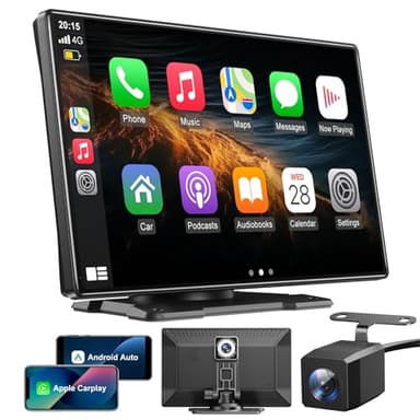 ESSGOO CarPlay Voiture, Supporte CarPlay sans Fil et Android Auto, Écran Tactile IPS 9 Pouces, Caméra Avant 2,5K et Caméra de Recul 1080P, Bluetooth 5.0, GPS, FM, AUX, Mirror Link, Carte TF 64G