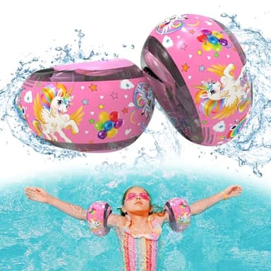 Brassards Natation pour Enfants 1 à 6 Ans - Brassards Gonflables Sécurisés avec Système à Trois Chambres à Air, Aide à la Natation pour Débutants de 6 à 18 kg, Confort et Flottabilité Optimale(Rose)