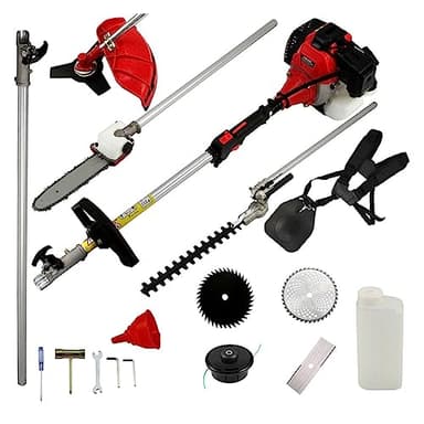 Taille-haie électrique, Tondeuse à Gazon Moteur à Essence 1.75KW 52cc Jardin Taille-haie 5 en 1 Essence débroussailleuse tronçonneuse débroussailleuse Facile à démarrer et à Manipuler