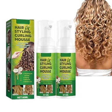 Dyceittdia 2pcs Mousse coiffante pour boucles, Mousse coiffante Fluffy Curl, Curl Bouncer, Traitement hydratant mousse coiffante, 2pcs*60ml, hair2