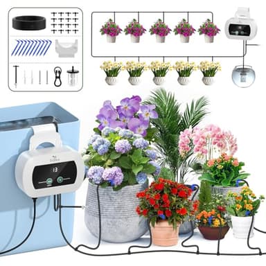 TRJZWA Kit Arrosage Automatique Interieur, USB-C Arrosage Automatique Intérieur avec Minuterie Programmateur et 10M Tuyau D'arrosage Goutte à Goutte, Systeme Irrigation pour Balcons, Plantes en Pot