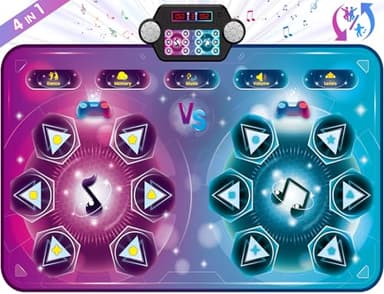 Tapis de danse pour deux utilisateurs, électronique, mode solo et mode deux joueurs, tapis de jeu, avec boîtier de batterie LED, jouet, cadeau d'anniversaire pour filles et garçons de 3 à 12 ans