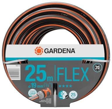 Tuyau Comfort FLEX de Gardena 19 mm (3/4 Pouce), 25 m : tuyau d'arrosage flexible et indéformable avec profilé Power-Grip, résistance à l'éclatement de 25 bars, sans pièces du système (18053-20)