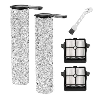 Fixbetter Rouleau de brosse et filtre pour Tineco Floor One S7 Steam nettoyeur vapeur Pièces de rechange, 2 rouleaux de brosse + 2 filtres + 1 brosse de nettoyage
