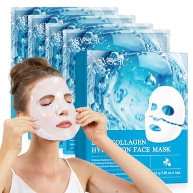 Collagen Deep Hydration Mask, Masque Collagene Visage Korean, Masque de nuit au Collagène pour les Rides et Ridules, Réduction des Pores, Amélioration de L'élasticité (4PCS)