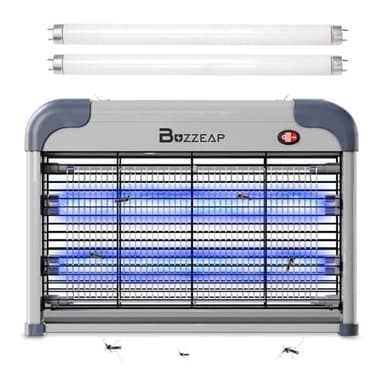 Buzzeap Lampe Anti-Moustique, Tueur de moustiques électronique d'intérieur, Tueur de Mouches, Tueur de moustiques électrique Puissant 2800 V - 2 Ampoules de Rechange supplémentaires