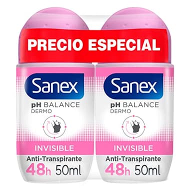 Sanex Déodorant Roll-On Dermo Invisible, paquet de 2 pièces