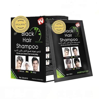 MQUPIN Shampooing de coloration instantanée pour cheveux - Ingrédients naturels - Couleur noire semi-permanente - Facile à utiliser - Longue durée - Ingrédients naturels (Lot de 10, noir)