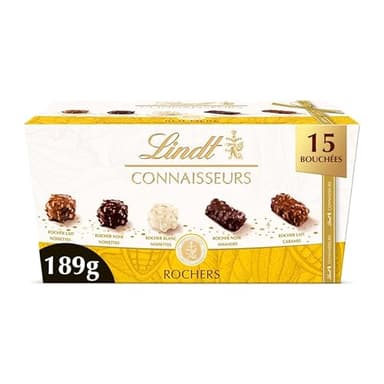 Lindt - Ballotin de Chocolats CONNAISSEURS - Assortiment de Rochers - Pour offrir ou se faire plaisir, 189g