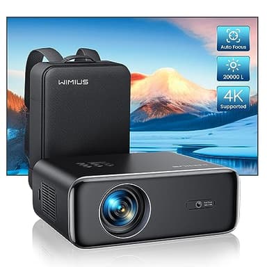 【Auto Focus/Keystone】 Vidéoprojecteur 4K WiFi Bluetooth 30000 Lumens Full HD 1080P, WiMiUS Projecteur 4K Supporté Zoom 50% Vidéoprojecteur WiFi6 Portable Home Cinéma/Extérieur pour Phone/TV Stick/PS5