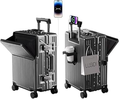 AIWEINY Valise Cabine de Voyage homologuée TSA, Coque Rigide en Polycarbonate, Cadre en Aluminium, résistante à la Pression, pour Bagages de 20'' 24'' 26'' (20‘’, Gris foncé)