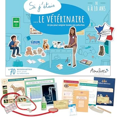Amulette - Coffret Si J’étais Vétérinaire - Jeu Éducatif 6 à 10 Ans - 70+ Accessoires pour Jouer à Soigner Les Animaux - Jouet Cadeau Enfant Fille Garçon Métier - Fabriqué en France - Veto