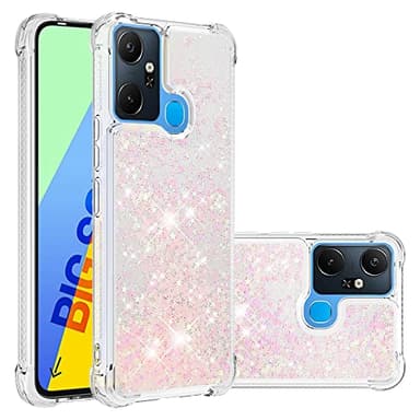 LEMAXELERS Liquide Coque pour Infinix Smart 6 Plus, Paillette Brillante Quicksands Liquide Transparente Antichoc Étui de Protection Silicone TPU Case Housse pour Infinix Smart 6 Plus,YBLS Pink Star