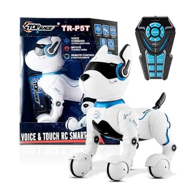 Top Race Jouet robot télécommandé pour enfants, danse interactive intelligente pour battre le robot chiot, se comporte comme des vrais chiens, jouet cadeau pour filles