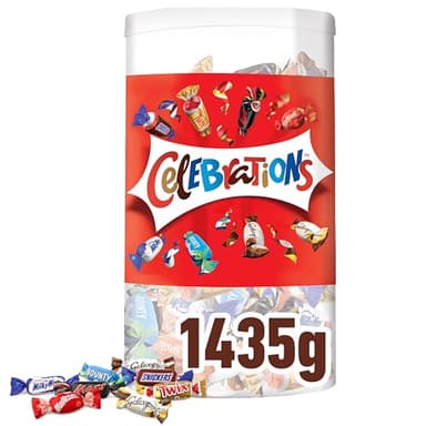 CELEBRATIONS - Coffret Chocolat de Noel à Partager de 1,435kg - Assortiment de Mini Chocolats au Lait - Coffret Chocolat - Boite Cadeau - SNICKERS, TWIX, MARS, MALTESERS, BOUNTY et autres