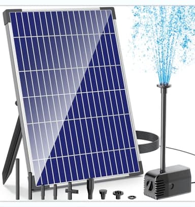 Biling Fontaine Solaire 12W, Pompe Solaire 605L/H avec Tuyau 6,5ft - Idéal pour Étang, Jardin, Cascade, Bassin, Fontaine DIY Énergie Solaire