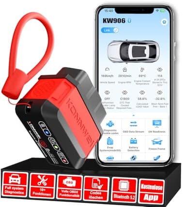 KONNWEI KW906 Scanner OBD2 Auto,Valise Diagnostic Multimarque, Lecteur Codes Défaut, Diagnostic Moteur en Temps Réel, AutoVIN, Inspection Voiture, Reset Check Engine, Bluetooth 5.2, iPhone & Android