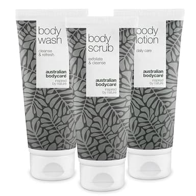 Kit pour une peau lisse contre la kératose pilaire et la peau sèche - Ensemble de lavage corporel, gommage et lotion pour une peau douce et radieuse - Exfoliant avec des ingrédients naturels