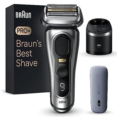 Braun Rasoir Electrique Hommes Series 9 PRO+ 9577cc, Etanche, Lame ProLift, Tondeuse Pro Trimmer Pour Rasage De Précision, Kit Barbe Homme Avec 5 Eléments De Rasage, Coffret Station De Nettoyage, Etui