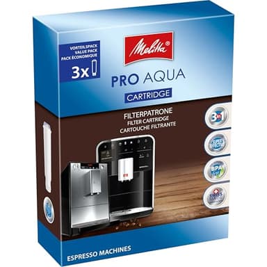Melitta Lot de 3 cartouches filtrantes Pro Aqua - Filtre anti-calcaire pour machines à café automatiques - Prévient les dépôts de calcaire et réduit les polluants pour un meilleur goût de café