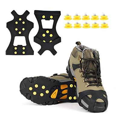 EONPOW Glace Traction Crampons Antidérapant sur Chaussures/Bottes 10 Clous à Neige Grips Crampons Crampons Pointes