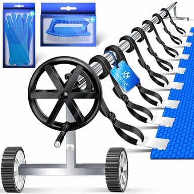 KESSER® Enrouleur de bâche de Piscine Premium | Système d'enroulement 3 m-5,70 m | avec Roues | pour bâche Solaire | Enrouleur Mobile | Sangles fournies, Argent Noir