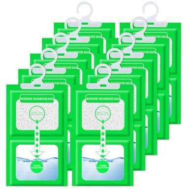XUNIVERS Pack de 10 Absorbeur d'humidité,Sachet absorbeur d'humidité pour éliminer l'humidité et les mauvaises odeurs des armoires,des chambres,anti humidité maison,la salle de bain et la voiture.