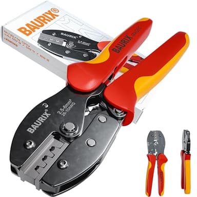 BAURIX® Pince à sertir MC4 [2,5-6mm²] I Pince à sertir solaire pour câbles PV MC4, connecteurs solaires MC4, câbles solaires, connecteurs solaires PV, connecteurs Y I Outil MC4