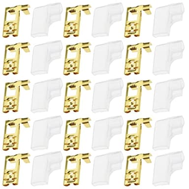 eMagTech Lot de 50pcs Cosses à Sertir 6,3mm Coudées à 90° avec 50pcs Manchons Isolants pour Équipement Interrupteur Quad Vélo Scooter Bateau Appareils Électroménagers
