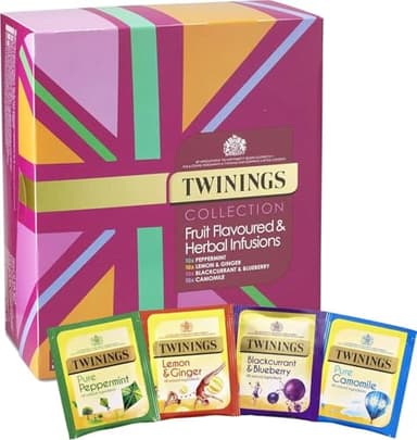 Twinings - Coffret Collection Spéciale Infusions - 40 Sachets Dégustation des Infusions : Peppermint, Lemon & Ginger, Blackcurrant & Blueberry et Camomile - à Déguster Chaud ou Froid